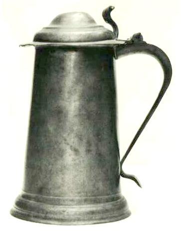 Item 525 A rare and important York flagon, the domed lid with shaped frontispiece attached to the flange.