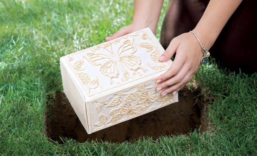 c Cherished Reflections Biodegradable Scattering Urn 252360* Measures 9"w x 6"d x 5"h Will accommodate a 4"x 6" photo