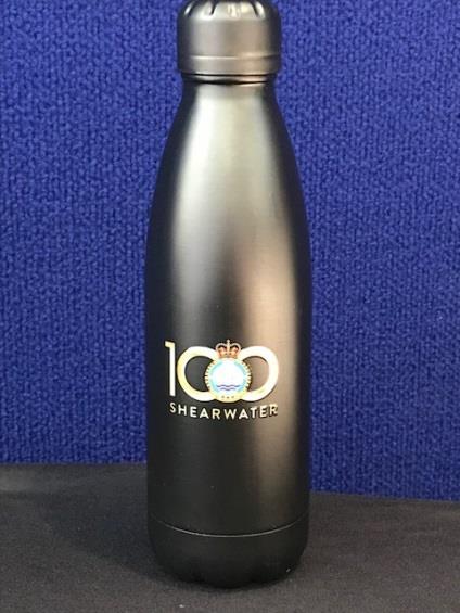 Shearwater 100 th Anniversary Water Bottle 18/8 black stainless steel, copper insulated liner,