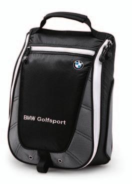 Golf Shoe Carrier. Functional shoe bag made from dirt repellent material. Air-permeable pocket with zip fastener on the front, e.g. for accessories or soft spikes.