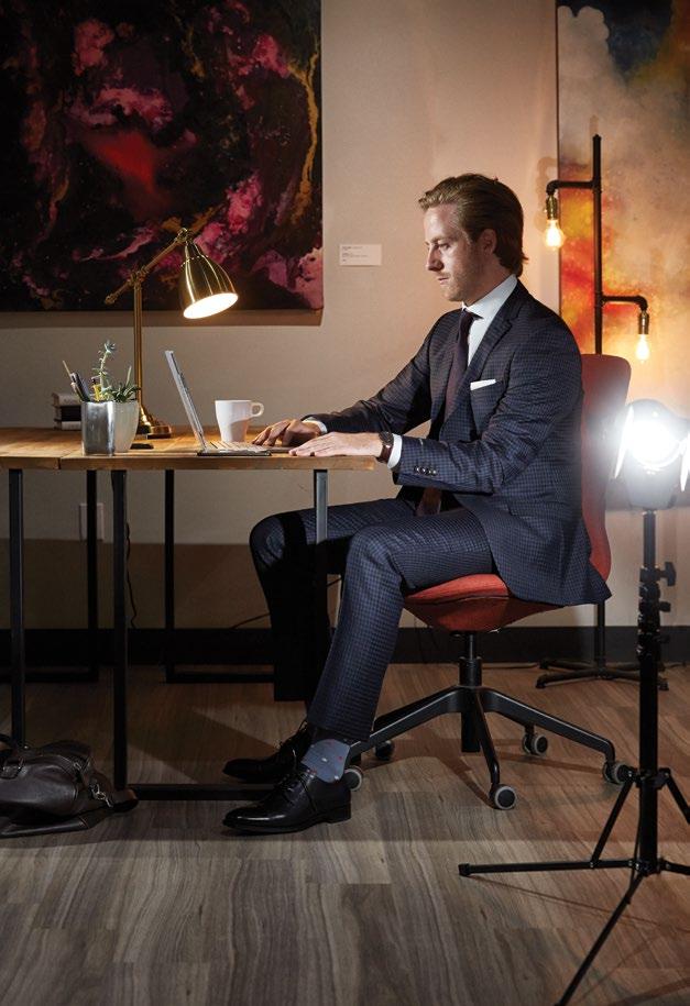 Pocketsquare, $6 TIGER OF SWEDEN Wool Suit, $998 PURPLE Washed Blue Denim, $68 LOAKE Dainite Sole Suede Chukka, $0 THE NEW WORKPLACE, the New Workwear ACE Coworking is Oakville s premier shared
