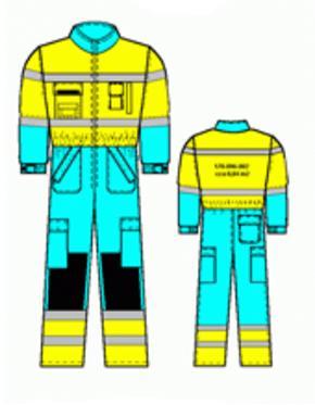2) AMBULANCE Overall One-piece, single-layer garment Material: FOREMAN 67% Polyester / 33% Cotton 240g/m2 Reflective