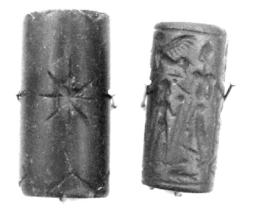 Two cylinder seals (Egyptian Museum, Torino) The Cylinder was originally simply rolled by the palm of the hand over the surface of the clay to be stamped.