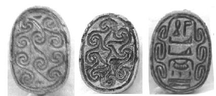 dead, continuing then the original function Scarab-amulet, and are the seals of the dead man uses in the Under-World. The name of the person was inscribed upon the Scarab.