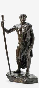 van Oppenraaij, Noordwolde 268 A bronze sculpture Artemis by Ferdinand Lepcke 1866-1909 On circular marble base, dark