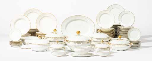 5 cm; two circular serving dishes, W. 35.5 cm; an oval serving dish, W. 50.5 cm; two oval serving dishes, W. 44 cm; two small oval serving dishes, W. 21.5 cm; two sauce-boats, W.