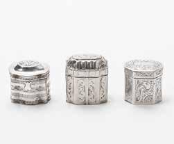 (3x) 28 Three Dutch silver loderein snuff boxes One with the mark of Wouter Kuijlenburg, Schoonhoven, 1844; one with the mark of Carolus Hendericus Cammans, Leeuwarden/ Groniningen, 1862; and one