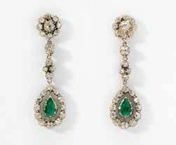 200-1.800 43 A pair of 18 carat white gold diamond and aquamarine ear pendants 21st century Each with pear-shaped aquamarine within circular-cut diamond surround.