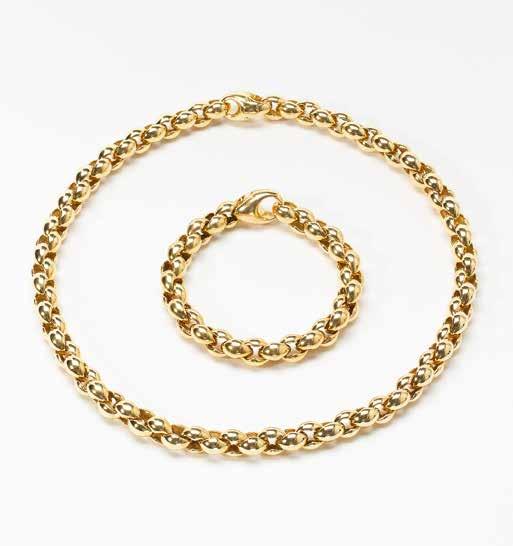 135 An 18 carat yellow gold Pomellato necklace and bracelet 20th century Designed as an intertwined linked bracelet and