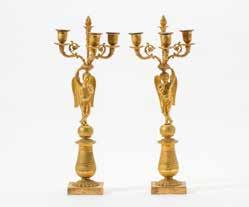 88 171 A pair of French Rococo-style gilt-bronze candlesticks Second half 19th century With scrolling floral and butterfly motif
