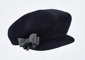 bow ANJA AWLUX71868 Beret in black wool, wrapped with gold and black