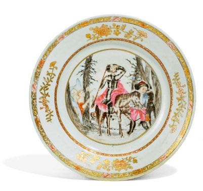 2023 RETICULATED DISH WITH THE DUTCH FOLLY FORT. TELLER MIT DEM KANTON-FORT DER NIEDERLÄNDER. China. Canton. Qing dynasty. 18th c. Porcelain, painted in underglaze blue and with famille rose.