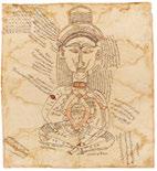 a) Hanuman. 52x 34.5cm. b) Gyanbazi. 36.5x25cm. c) Tirthankara Mandala. 26.5x26.5cm. d) Yantra cosmogram. 53x28cm. e) Constellation diagram. 17.5x21.7cm. Condition B/C.