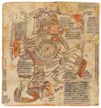 Pigments and ink on paper. a) Large Hanuman with black snake. Backed. 62.5x62cm. b) Four armed Hanuman. 59.5x60cm. c) Yantra with Jina. 45x32cm. d) Yantra in flower shape. 36x40.5cm.