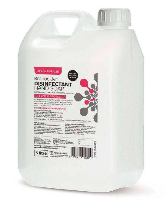 DISINFECTANT HAND SOAP Effective disinfection and soil removal using a surfactant based system. Moisturises & protects users skin.