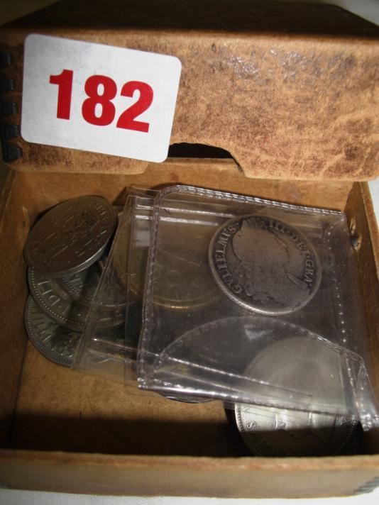 one Hibernia, Napoleon III 1868 one Franc plus mixed British & foreign coins,