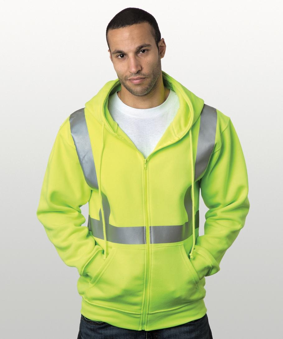 SAFETY FLEECE Solid Lime Green 3737 HI-VISIBILITY FULL ZIP HOODIE SEGMENTED STRIPING 3790 HI-VISIBILITY FULL ZIP HOODIE SOLID STRIPING 9.5 Oz.