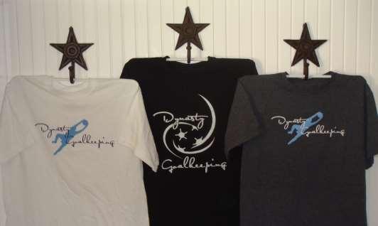 ASSORTED DYNASTY T-SHIRTS - $20 White Dive Tee is 100% Wicking Poly (smalls) & 100% pre-shrunk cotton (larges) Black Swirl Logo Tee is 100% Wicking Poly Charcoal Dive