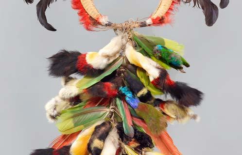 feathers, bird skins, plant fibre, l.