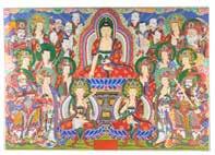 1272 Large Tibetan thangka 20th century; oil on linen, large dynamic painting depicting making of Buddhist deities and sages, 69 in H, 98 in W Est $2,000-3,000 1273 Greco-Roman pottery votive figure