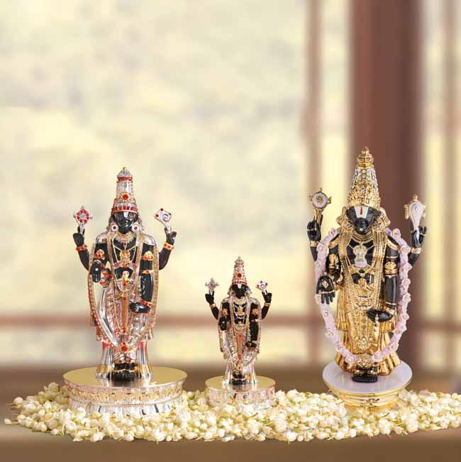 Gift these delicately hand-enamelled Balaji idols to evoke good luck and
