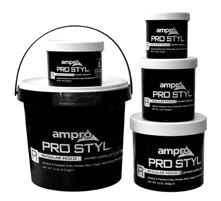 6 7 Ampro Pro Styl Line Ampro Pro Styl Protein Styling Gel regular hold with soy protein Hard crisp hold for extra control Vegan formula Enriched with Soy Protein Available in 5 lb.