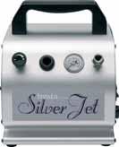 The Silver Jet includes a coiled airhose, Iwata Pistol-Grip Filter, pressure adjustable knob, handle, airbrush holder, pressure gauge and convenient airhose connector.