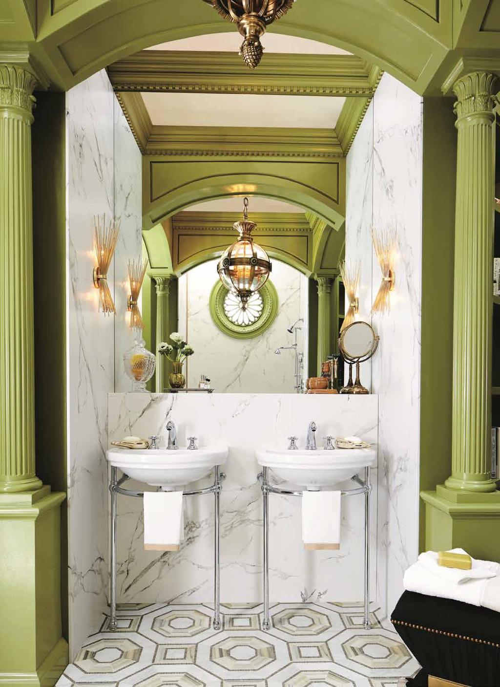 Influenced by the architecture of the city of Florence, Jenkins designed this bathroom for American Standard DVX Fashion and design are like two peas in a pod.