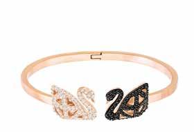 5 cm / 14 7 /8 / 3 /4 1 /2 in FACET SWAN NECKLACE, VERSATILE 5281275-1 Color: crystal/jet / rose gold-plated ICONIC SWAN