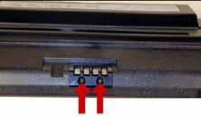 Once you have finished replacing the chip, gently shake the cartridge side to side to distribute the toner. A. Remove the 3 screws on the right end cap. C.