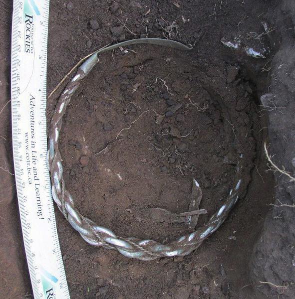 Since the photos taken on the spot show that the soil upon and between the silver artefacts was distinctly darker than the soil with birch bark strips on the bottom
