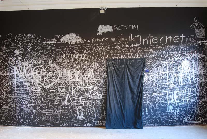 Site-specific installation chalk, sound,video.