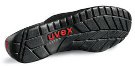 uvex hydroflex GEL provides for optimal shock absorption in the heel area reflector application for enhanced safety soft, shock-absorbing midsole exceptionally flexible abrasionresistant non-slip