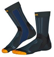 uvex socks with X-technology of -Technology Swiss ltd EXCLUSIV -TECHNOLOGY uvex SOCKS Aktiv-Bund (self-adjusting cuff) Bar padding AirConditioning Channel X-Cross bandage Duckbill-shaped foot guard