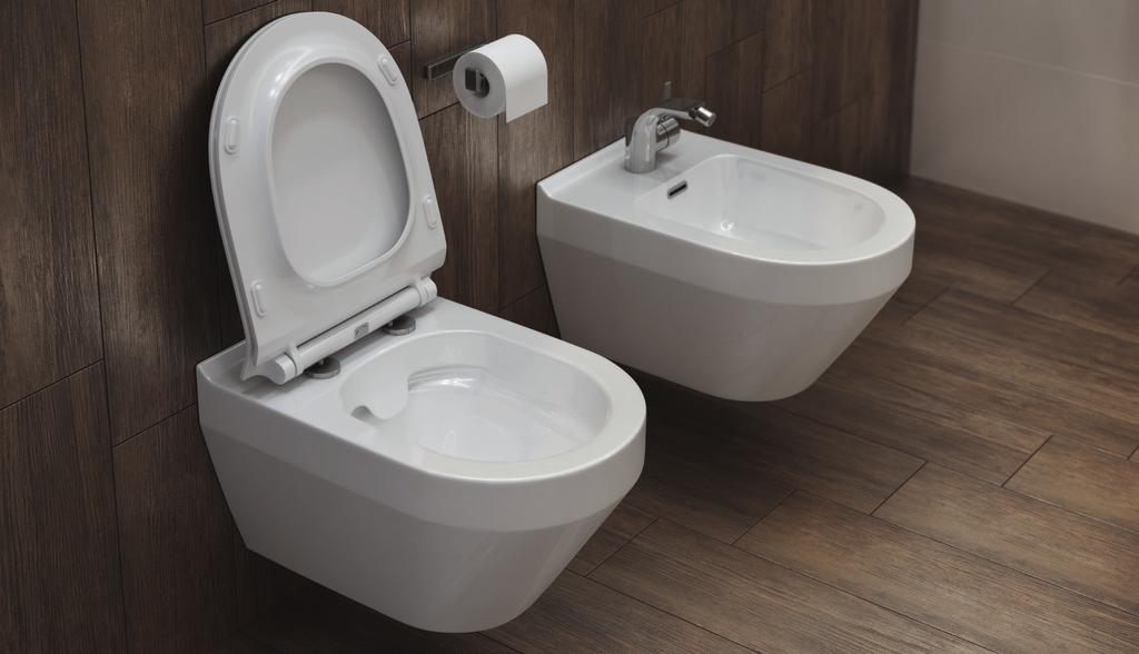 WC, BIDETS AND URINALS WC, BIDETS AND URINALS The CREA line offers two types of design for wall-hung bowls, compacts and bidets.