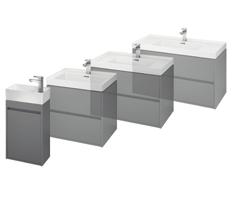colour variants: Glossy white finish Oak Matte grey Our washbasin cabinets are