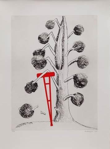 Louise Bourgeois Topiary (The Art of Improving Nature) Portfolio with 9 compositions: all with etching and drypoint, 5 with aquatint, and 3 with hand additions Plate 9/9 1998 Drypoint and Aquatinta