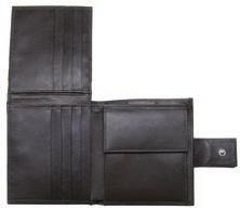 tanned leather wallet, press stud closure, 11 credit card compartments, the are