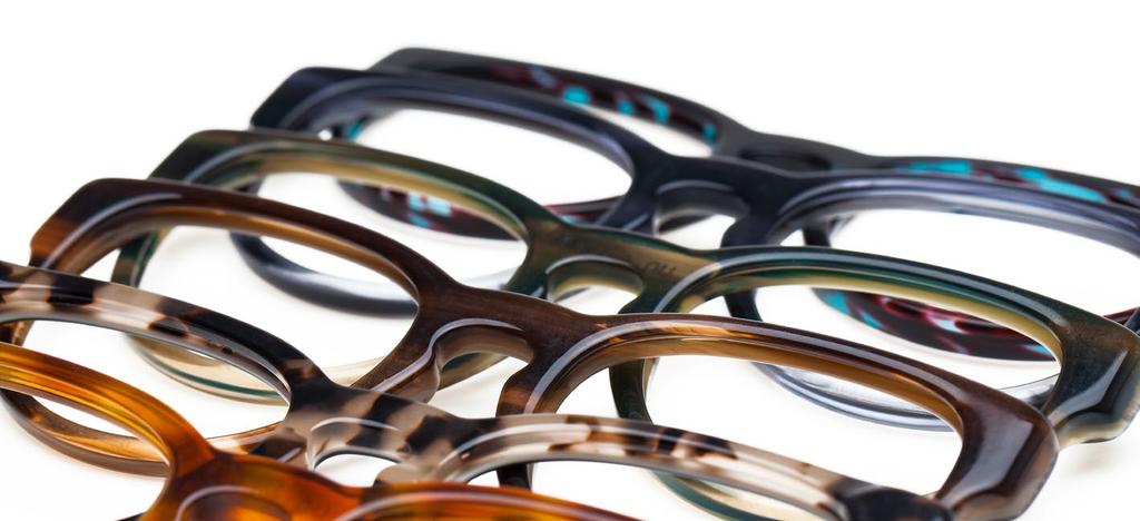 THE CRAFTSMANSHIP COMPONENTRY ACETATES Premium Acetates Unique hand polished acetate. Optical Quality Hinges Smooth movement. Shorter and wider for increased stability.