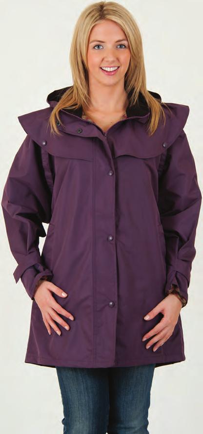 waterproof, windproof, lightweight, taped seamed riding full length jacket, detachable hood, adjustable cuffs Style: ROSIE Colours: BLACK, DK OLIVE, PLUM Sizes: 12-18 Ratio: 1:2:2:1 = 18PCS/CTN