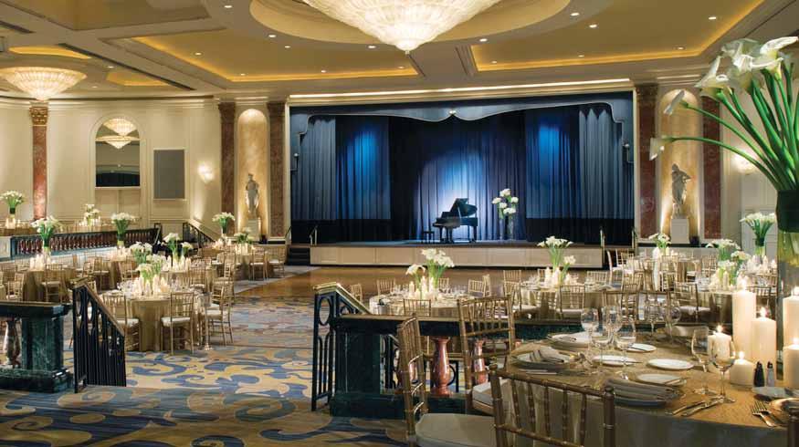 WELCOME EXPERIENCES ITINERARIES HOTEL CONTACT Unforgettable glamourous EVENTS The two-level Grand Ballroom features a richly