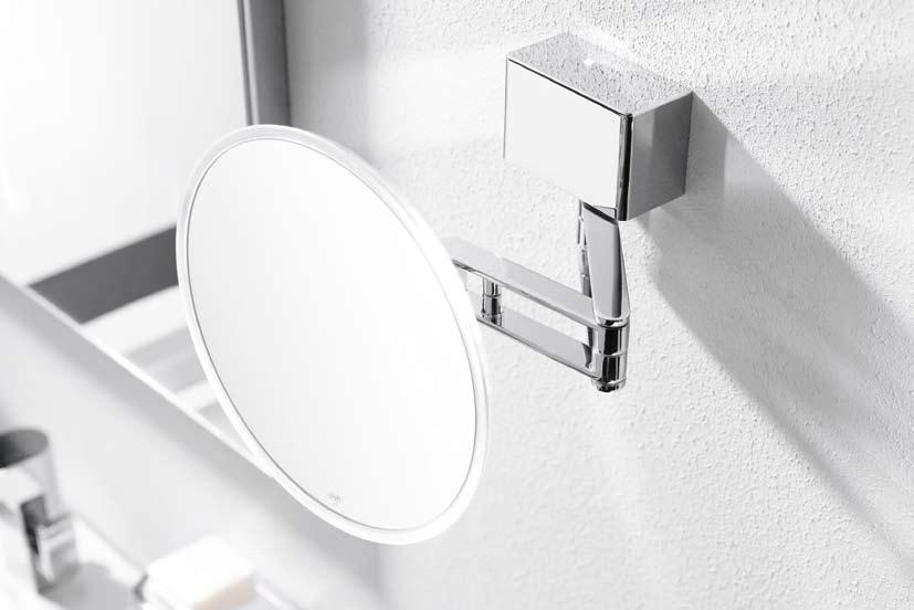 Loyal accompaniments with intelligent lighting: the sam miro cosmetic and wall mirror.
