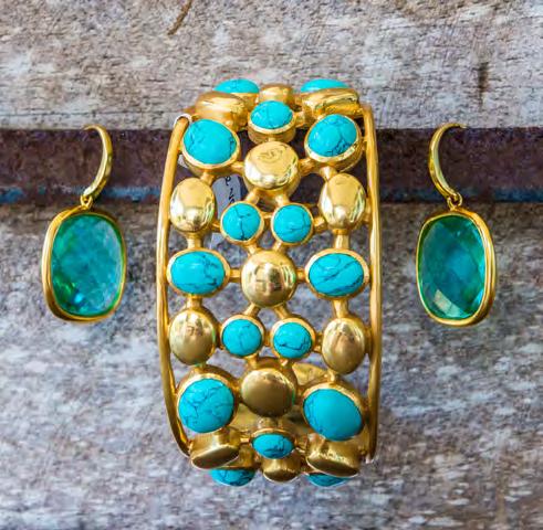 MIXED NUTS BOUTIQUE AND CONSIGNMENT Julie Vos Stanton gold and turquoise cuff,