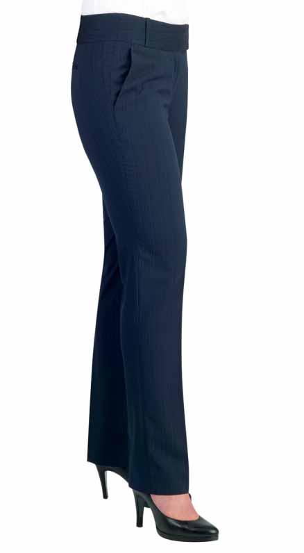 wonderfully tailored fashionable clothing which is machine washable Andretta Trouser (Navy) Low waist, flared leg, front double button fastening, key card pocket, mock rear pockets, belt loops.