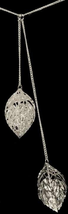 69502 Imitation Rhodium Plated 3D Leaf Necklace with Cubic Zirconia
