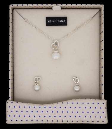 NECKLACE AND EARRINGS SETS 279541 Silver Plated Swirly Heart Necklace and Earrings set NEW 279540 Silver