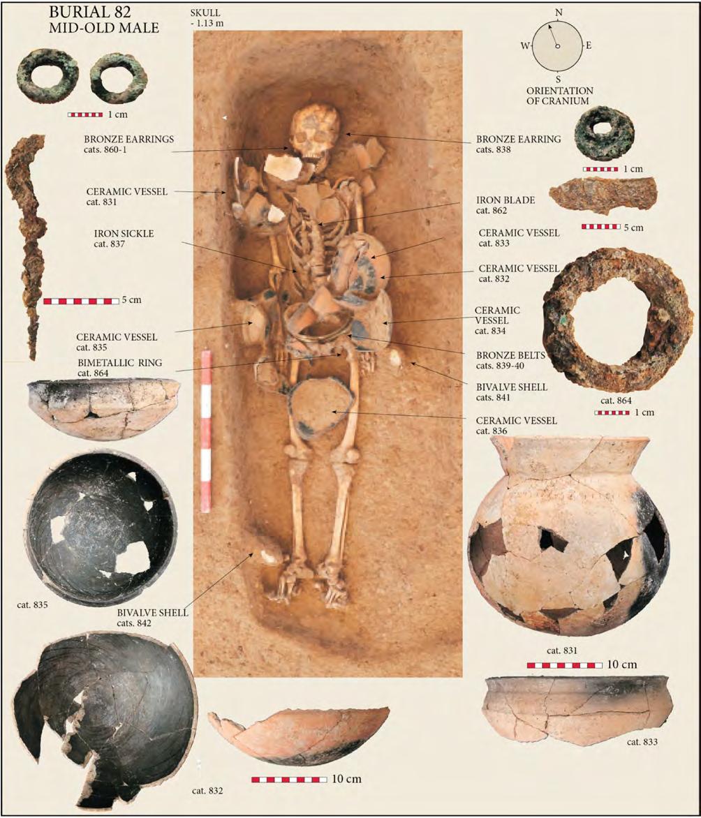 JOURNAL OF INDO-PACIFIC ARCHAEOLOGY 34 (2014) Figure 26: Burial 82 was a mid to old male of Mortuary Phase 3, found at a depth of 1.13m below datum with the head oriented NNW.