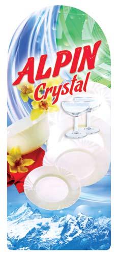 Alpin Crystal ALPIN CRYSTAL For Dishes 0,5 l or 1 l Ingredients: Less than 5%: anionic surfactants, amphoteric surfactant, perfume, colouring, conserving substance.