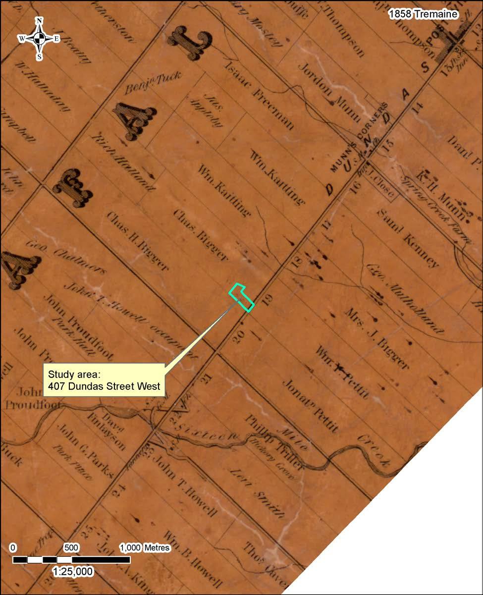 The Stage 1 and 2 Archaeological Assessment of the 407 Dundas Street West Property, City of Oakville 33 Map