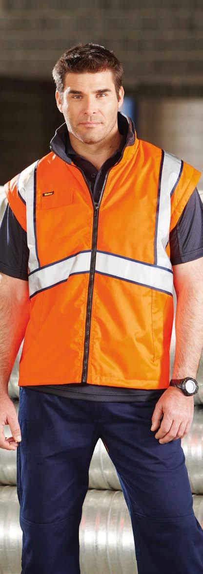 ELEMENTS VEST V3000 Quilt lined Built to zip into V7000 and V7001 jackets for added warmth 100% waterproof and seam sealed Hand warmer and phone pockets Genuine 50mm, 3M reflective tape /N